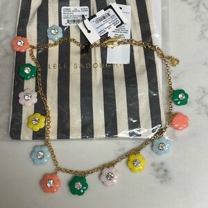 Lele Sadoughi Daphne Crystal charm necklace new with tags and packaging